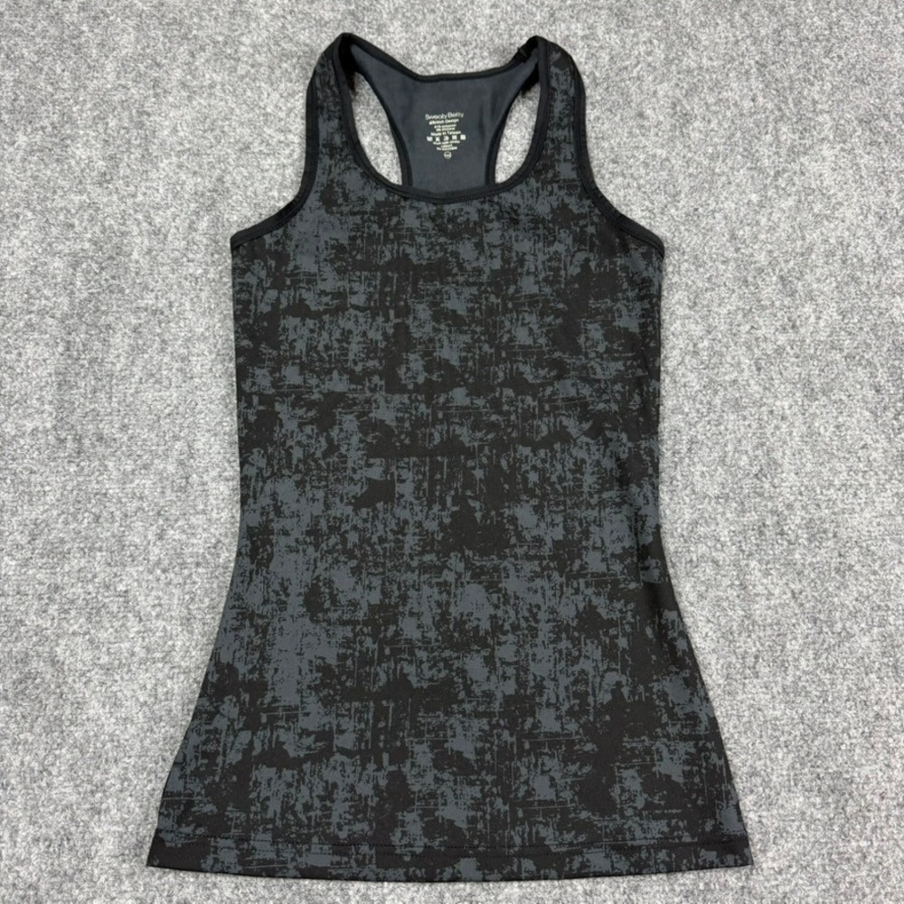 Sweaty Betty Tank Top Women XXS Black Gray Abstract Racerback Activewear 2154